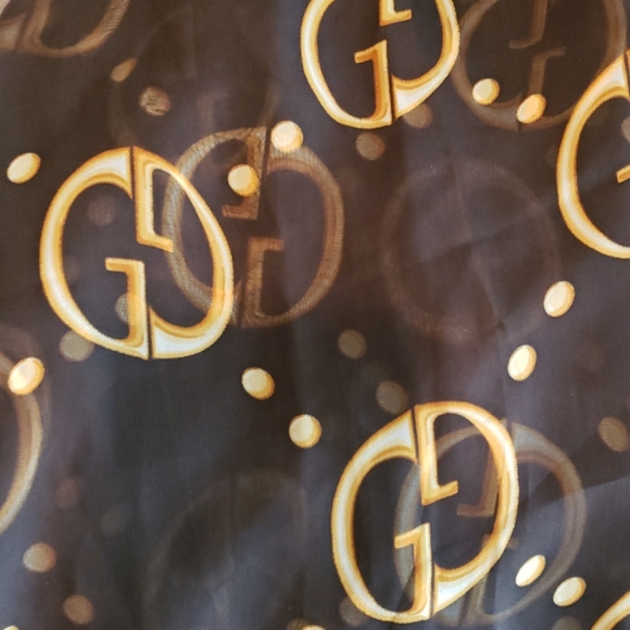 Gucci Silk Scarf Stole 76x27in Brown Gold GG Print - Picture 8 of 9